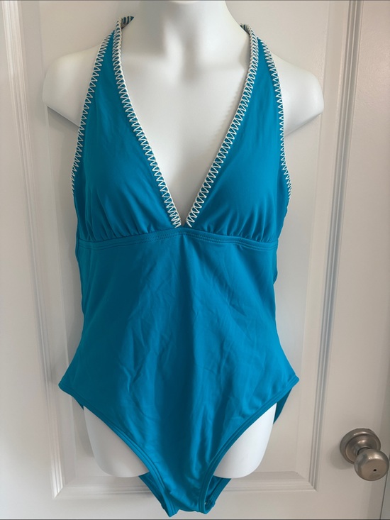 La Blanca Other - La Blanca by Rob Beattie size  12 Women's Teal Halter one piece suit white trim